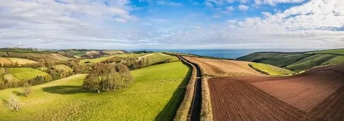 Framed Print : Autumn over Devon fields and farms from a drone, Kingswear, Brixham, England, Europe Framed Print : Autumn over Devon fields and farms from a drone, Kingswear, Brixham, England, Europe