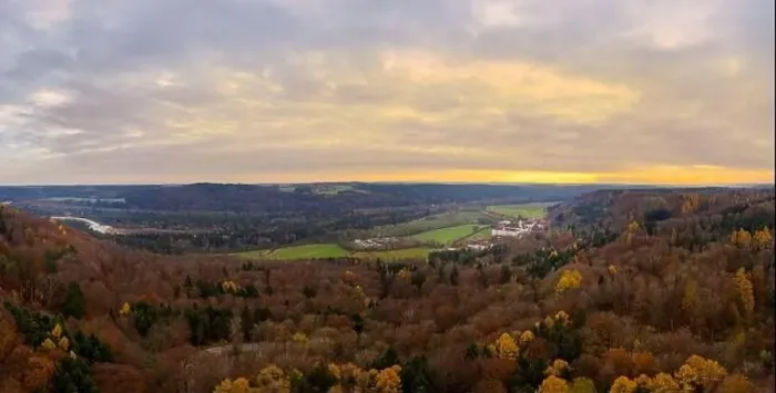 Framed Print : Autumn landscape with a colorful forest in fall next to a bavarian monastery captured by a drone Framed Print : Autumn landscape with a colorful forest in fall next to a bavarian monastery captured by a drone