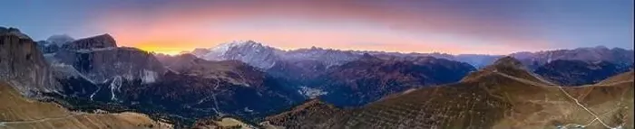 Framed Print : Autumn sunrise over Marmolada and Sass Pordoi, aerial view, Passo Sella, Val Gardena, Dolomites, South Tyrol, Italy Framed Print : Autumn sunrise over Marmolada and Sass Pordoi, aerial view, Passo Sella, Val Gardena, Dolomites, South Tyrol, Italy