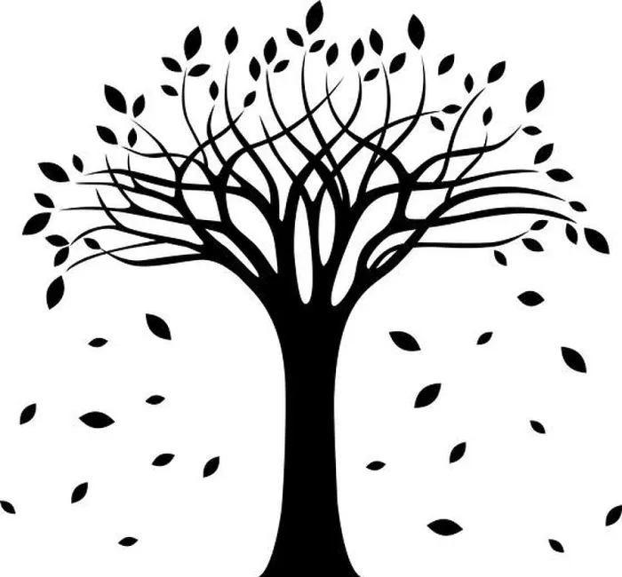 Framed Print : Autumn tree silhouette over white background vector illustration Framed Print : Autumn tree silhouette over white background vector illustration