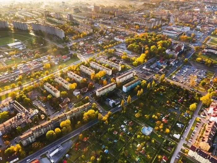Framed Print : Autumnal Sunrise in Tarnow, Poland. Urban Skyline and Townscape. Aerial Drone View Framed Print : Autumnal Sunrise in Tarnow, Poland. Urban Skyline and Townscape. Aerial Drone View