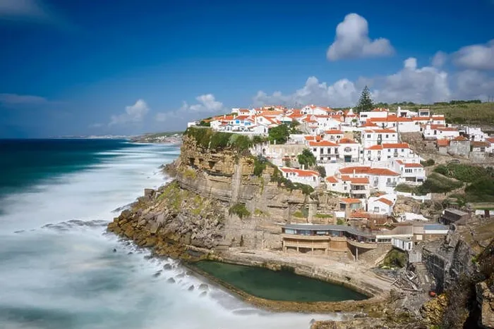 Framed Print : Azenhas Do Mar, Sintra, Portugal townscape on the coast Framed Print : Azenhas Do Mar, Sintra, Portugal townscape on the coast