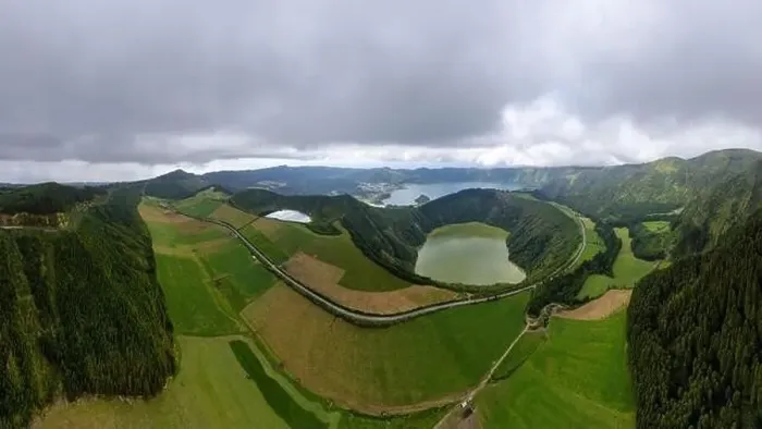 Framed Print : Azores landscape view. Aerial view of the lagoons on the island of Sao Miguel Framed Print : Azores landscape view. Aerial view of the lagoons on the island of Sao Miguel