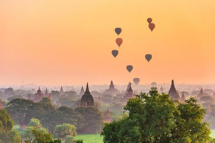 Framed Print : Bagan, Myanmar ancient temple ruins landscape in the archaeological zone at dusk Framed Print : Bagan, Myanmar ancient temple ruins landscape in the archaeological zone at dusk