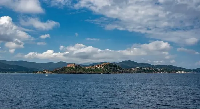 Framed Print : Bagnaia from the sea, Elba Island, Italy Framed Print : Bagnaia from the sea, Elba Island, Italy