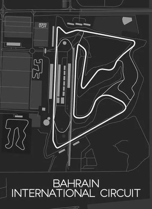 Framed Print : Bahrain International Circuit Track Map Framed Print : Bahrain International Circuit Track Map