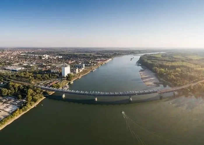 Framed Print : Baja Bridge in Hungary across river Danube Framed Print : Baja Bridge in Hungary across river Danube