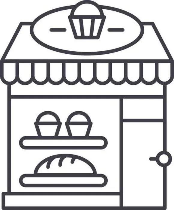 Framed Print : Bakery line icon concept. Bakery vector linear illustration, symbol, sign
