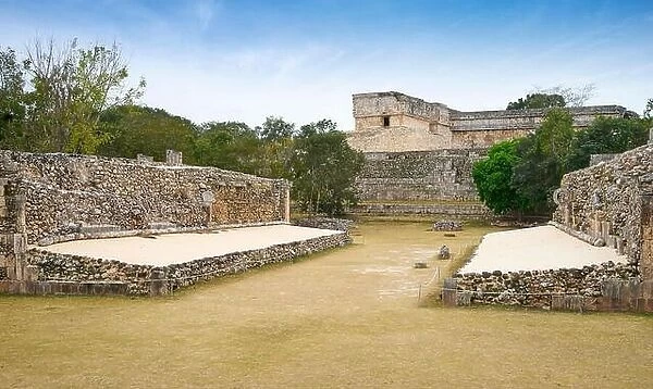 Ball Court, Uxmal Archaeological Site, Uxmal, Yucatan, Mexico