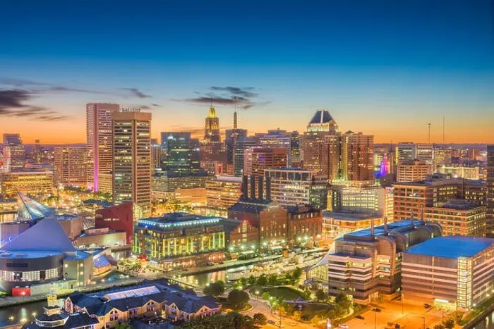 Framed Print : Baltimore, Maryland, USA city skyline over the Inner Harbor at twilight Framed Print : Baltimore, Maryland, USA city skyline over the Inner Harbor at twilight