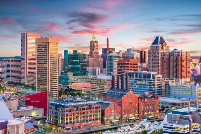 Framed Print : Baltimore, Maryland, USA Skyline over the Inner Harbor at dusk Framed Print : Baltimore, Maryland, USA Skyline over the Inner Harbor at dusk