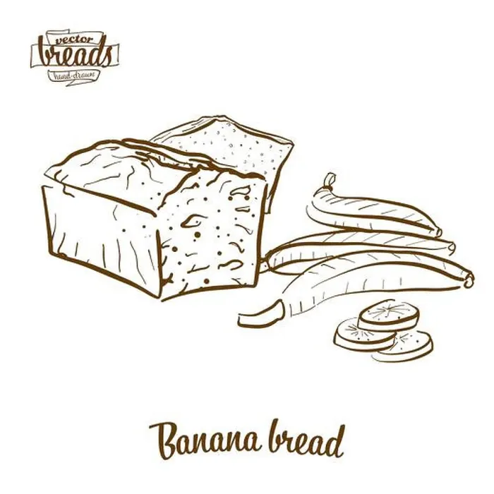 Framed Print : Banana bread bread vector drawing Framed Print : Banana bread bread vector drawing
