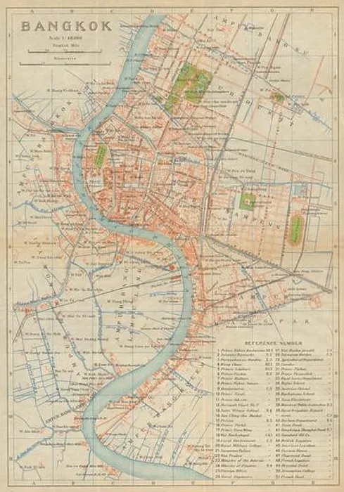 Framed Print : Bangkok antique town city plan. Thailand 1920 old map chart Framed Print : Bangkok antique town city plan. Thailand 1920 old map chart