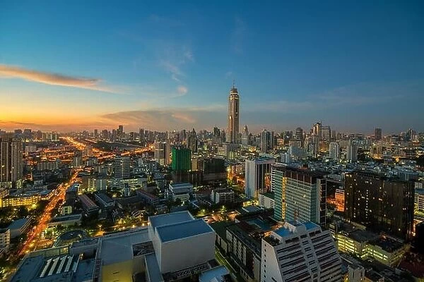 Bangkok city night view with nice sky