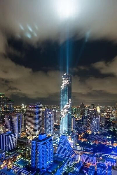 Bangkok city skyline, Mahanakhon skyscraper tower is tallest buildings in Thailand, Silom area, Bangkok Thailand