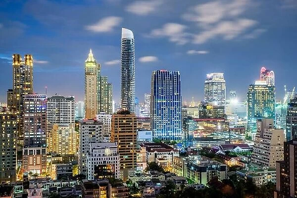 Bangkok city skyline and skyscraper at night in Bangkok, Thailand