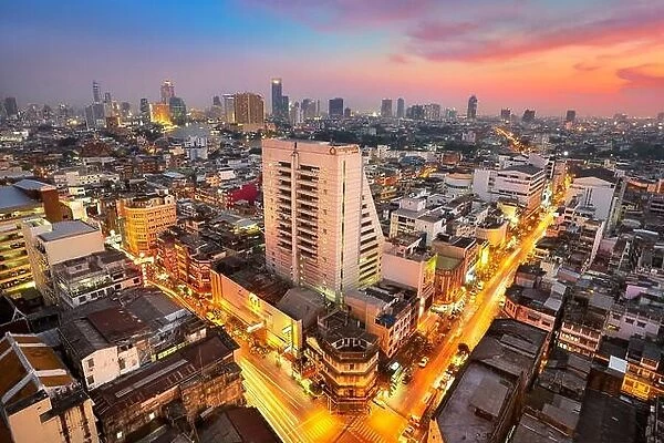 Bangkok city, view from The Grand China Princess Hotel at sunset, Bangkok, Thailand