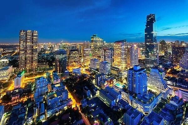 Bangkok cityscape in Thailand. Bangkok night view in business district, Thailand. Bangkok skyscraper. Bangkok is capital city of