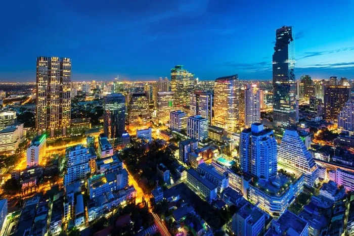 Framed Print : Bangkok cityscape in Thailand. Bangkok night view in business district, Thailand. Bangkok skyscraper. Bangkok is capital city of Framed Print : Bangkok cityscape in Thailand. Bangkok night view in business district, Thailand. Bangkok skyscraper. Bangkok is capital city of