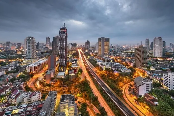 Framed Print : Bangkok, Thailand Cityscape from Above at Dusk Framed Print : Bangkok, Thailand Cityscape from Above at Dusk