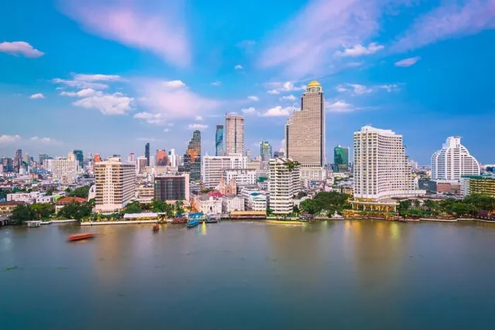 Framed Print : Bangkok, Thailand cityscape on the river at dusk Framed Print : Bangkok, Thailand cityscape on the river at dusk