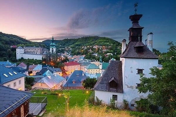 Banska Stiavnica, Slovakia. Cityscape image of historical city of Banska Stiavnica, Slovak Republic at summer sunset