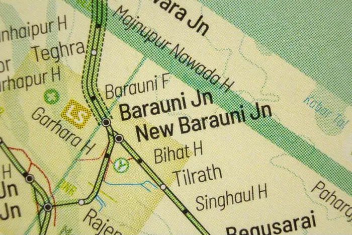Framed Print : Barauni Jn - India Railways junction a schematic transport map train station in atlas style town or city name Framed Print : Barauni Jn - India Railways junction a schematic transport map train station in atlas style town or city name