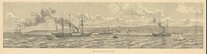 Framed Print : Barbados. Panorama of Bridgetown from the sea 1889 old antique print picture Framed Print : Barbados. Panorama of Bridgetown from the sea 1889 old antique print picture