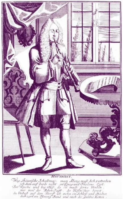 Framed Print : Baroque oboe musician - reads hautboy (or hautbois). Engraving by J C Weigel (1661-1726) from Musikalisches Theatrum'. Oboe, Baroque Framed Print : Baroque oboe musician - reads hautboy (or hautbois). Engraving by J C Weigel (1661-1726) from Musikalisches Theatrum'. Oboe, Baroque