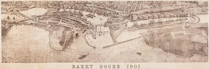 Framed Print : The Barry Docks in 1901 was a major site for maritime trade in Wales Framed Print : The Barry Docks in 1901 was a major site for maritime trade in Wales