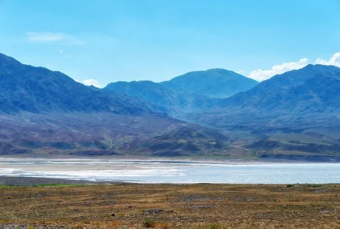 Framed Print : Bartogay Lake in South East Kazakhstan taken in August 2018 taken in hdr