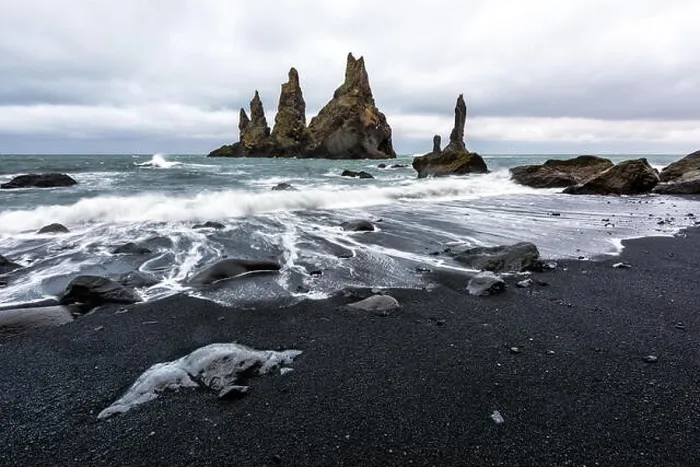 Framed Print : Basalt rock formations Troll toes on black beach. Reynisdrangar, Vik, Iceland Framed Print : Basalt rock formations Troll toes on black beach. Reynisdrangar, Vik, Iceland