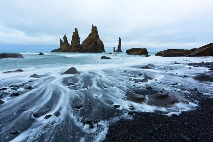 Framed Print : Basalt rock formations Troll toes on black beach. Reynisdrangar, Vik, Iceland Framed Print : Basalt rock formations Troll toes on black beach. Reynisdrangar, Vik, Iceland