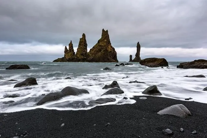 Framed Print : Basalt rock formations Troll toes on Black beach near Reynisdrangar, Vik, Iceland. Landscape photography Framed Print : Basalt rock formations Troll toes on Black beach near Reynisdrangar, Vik, Iceland. Landscape photography