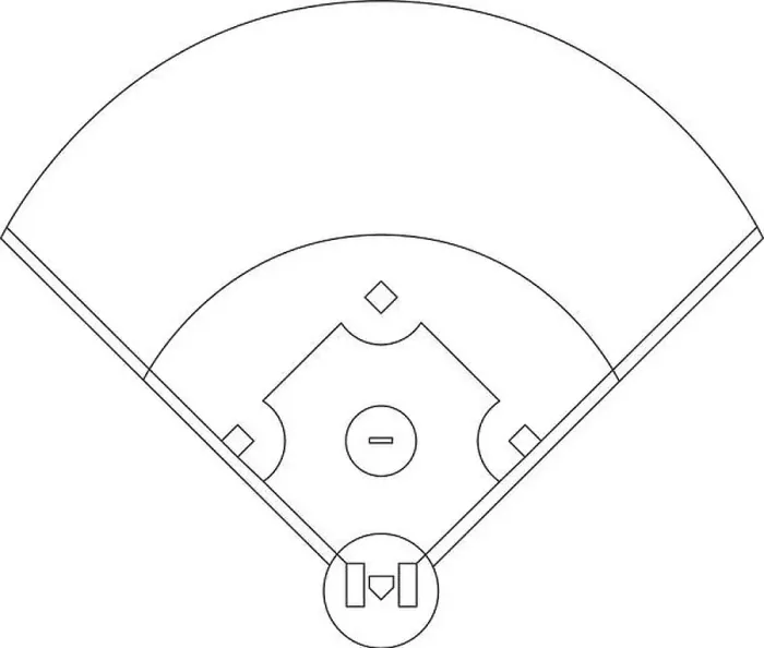 Framed Print : Baseball field overview line drawing vector in black and white Framed Print : Baseball field overview line drawing vector in black and white