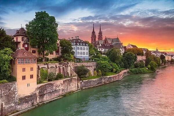 Basel. Cityscape image of Basel, Switzerland during dramatic sunset