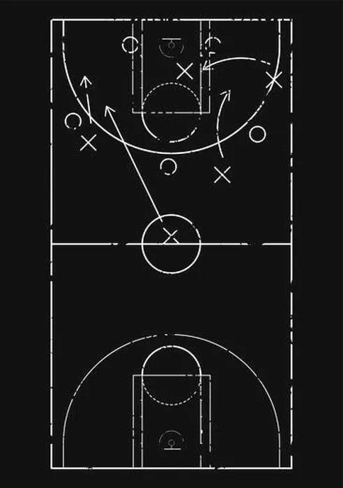 Framed Print : Basketball play field draw by chalk Framed Print : Basketball play field draw by chalk