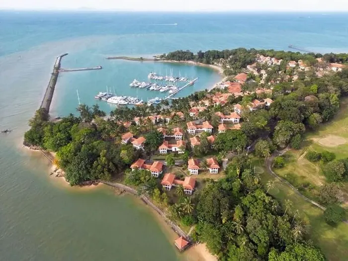 Framed Print : Batam Indonesia - Drone view Nongsa Point Marina and Resort