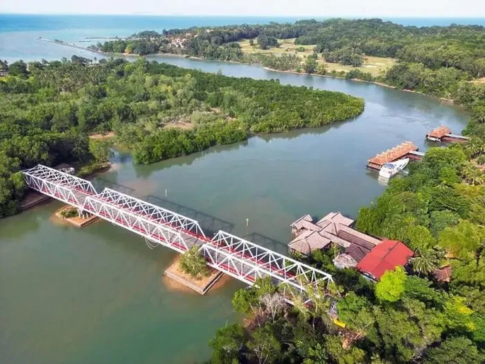 Framed Print : Batam Indonesia - Drone view Nongsa Pura Bridge and Nongsapura Ferry Terminal Framed Print : Batam Indonesia - Drone view Nongsa Pura Bridge and Nongsapura Ferry Terminal