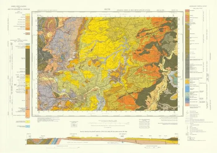Framed Print : Bath. Vintage geological survey map. Sheet 265. Somerset Southern Cotswolds 1965 Framed Print : Bath. Vintage geological survey map. Sheet 265. Somerset Southern Cotswolds 1965