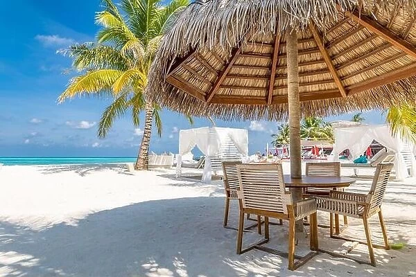 Beach bar locate on the sand ready to service chill liquor alcohol drink party or best view in villa resort using relax for leisure travel summer