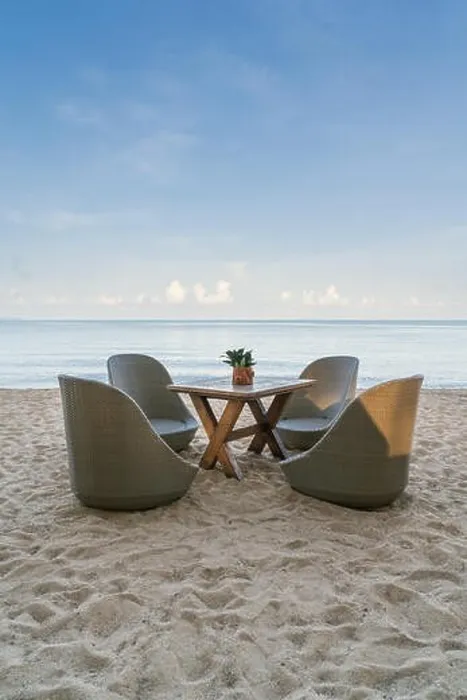 Framed Print : Beach Chairs in beach restaurant on summer island in Phuket, Thailand. Summer, Travel, Vacation and Holiday concept Framed Print : Beach Chairs in beach restaurant on summer island in Phuket, Thailand. Summer, Travel, Vacation and Holiday concept