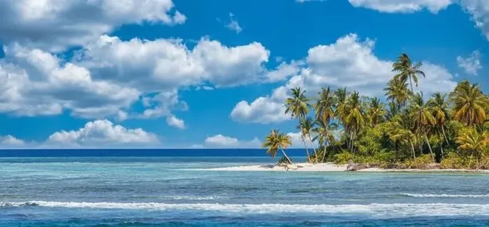 Framed Print : Beach nature concept. Palm beach in tropical idyllic paradise island