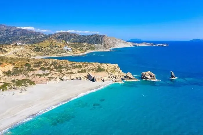 Framed Print : The beach of Triopetra with turquoise sea in Southern Crete, Greece Framed Print : The beach of Triopetra with turquoise sea in Southern Crete, Greece