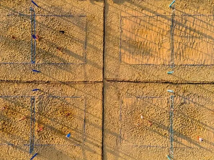 Framed Print : Beach Volleyball Fields in Public Urban Park. Top Down Abstract Aerial Drone View Framed Print : Beach Volleyball Fields in Public Urban Park. Top Down Abstract Aerial Drone View