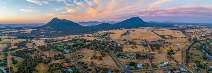 Framed Print : Beautiful aerial panorama of mountains in Grampians National Park and surrounding plains at sunset Framed Print : Beautiful aerial panorama of mountains in Grampians National Park and surrounding plains at sunset
