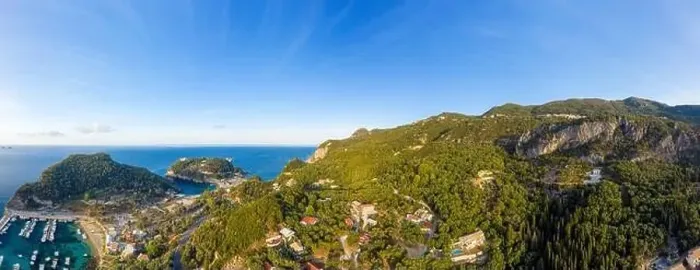 Framed Print : Beautiful aerial panorama of Paleokastritsa Framed Print : Beautiful aerial panorama of Paleokastritsa