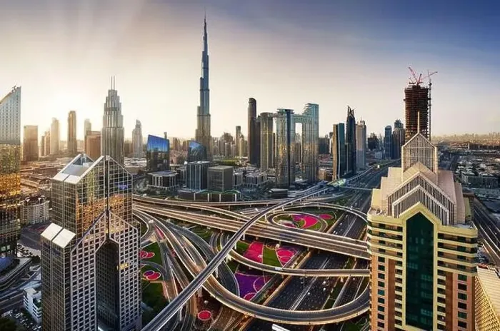 Framed Print : Beautiful aerial sunrise in Dubai centre with panoramic skyline view, UAE Framed Print : Beautiful aerial sunrise in Dubai centre with panoramic skyline view, UAE
