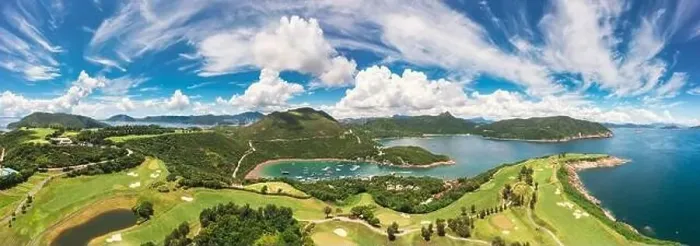 Framed Print : beautiful aerial view of the Clearwater Bay Golf and Country Club, Hong Kong, Summer