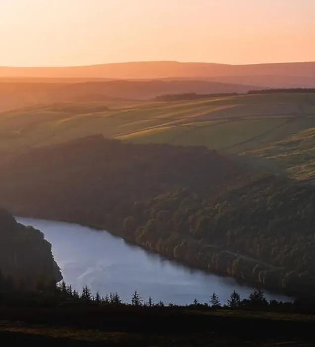 Framed Print : A beautiful aerial view of an epic sunset over Win Hill in the Peak District National Park, Summer 2019 Framed Print : A beautiful aerial view of an epic sunset over Win Hill in the Peak District National Park, Summer 2019